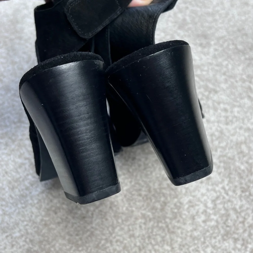 Eileen Fisher Suede Leather Almond Toe Slingback Heels Black 7.5